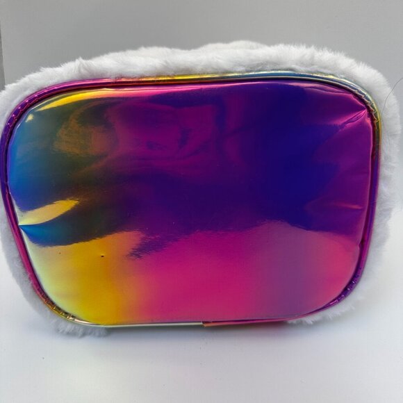 CLAIRE'S PLUSH CATICORN CAT COEMTICS MAKEUP BAG TOTE RAINBOW JEWELRY BOX - Picture 7 of 7